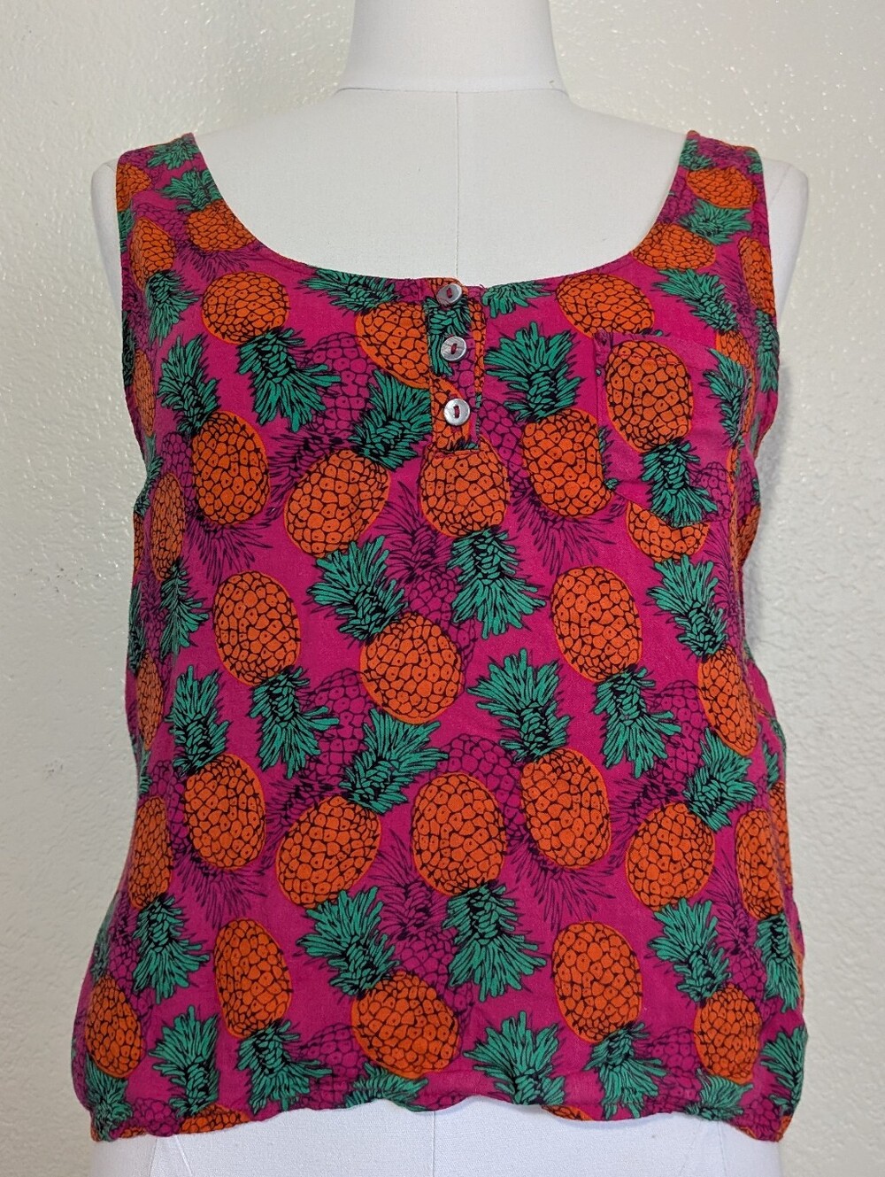Dream Out Loud by Cotton On Magenta  & Orange Pineapple Print X-Large Tank Top